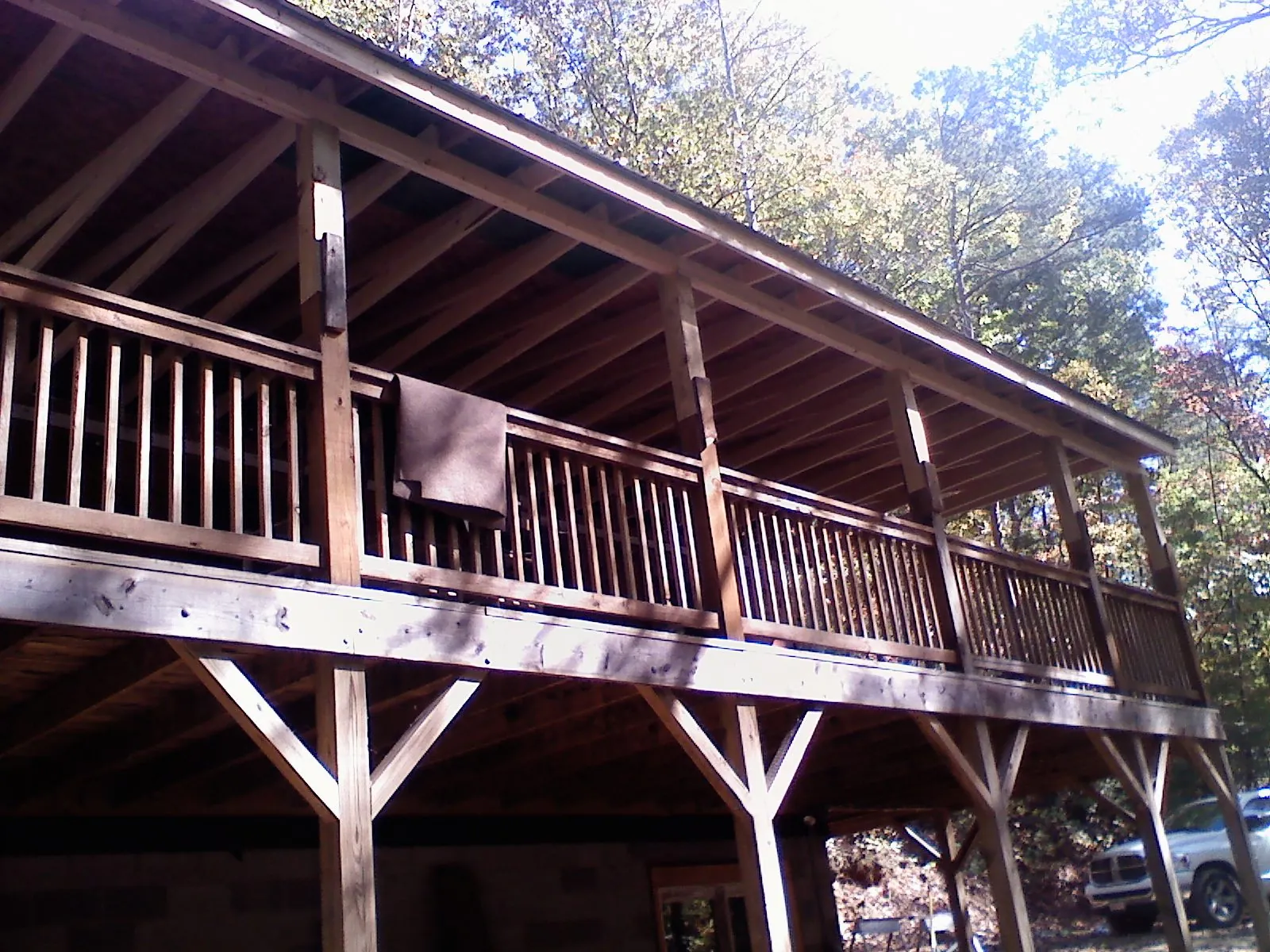 Timber framing under a new elevated porch and deck — Roof Leak Repair in Bedias by Roofing Brothers